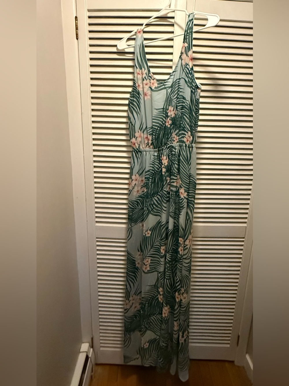 Show Me Your MuMu Green Palm-Print Maxi Dress with Pink Floral Accents